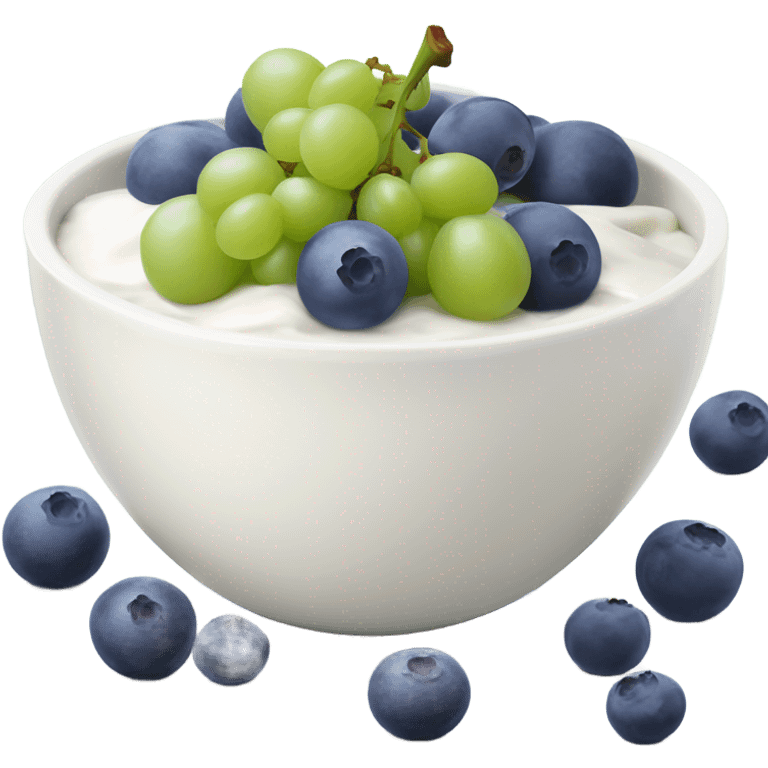 yoghurt bowl with grapes and blueberries emoji