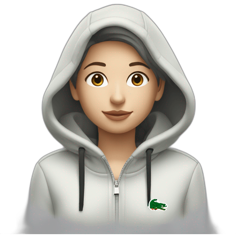 Lacoste bag girl with black lacoste hoodie emoji