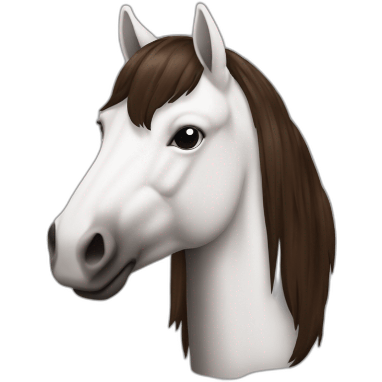 Cheval marron foncé avec des crins noir et la queue blanche emoji