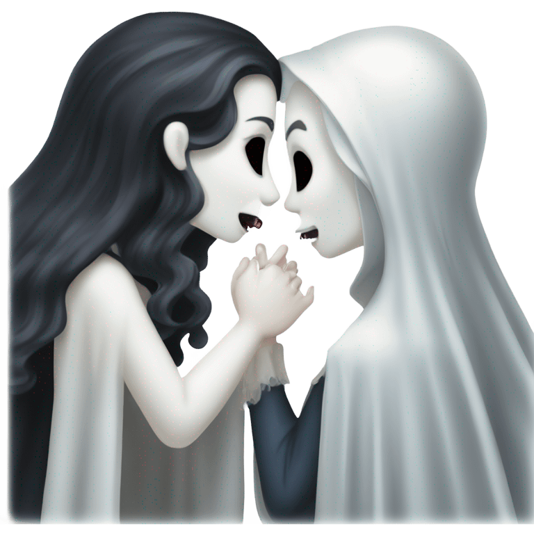 Ghost kissing Mae vampire emoji