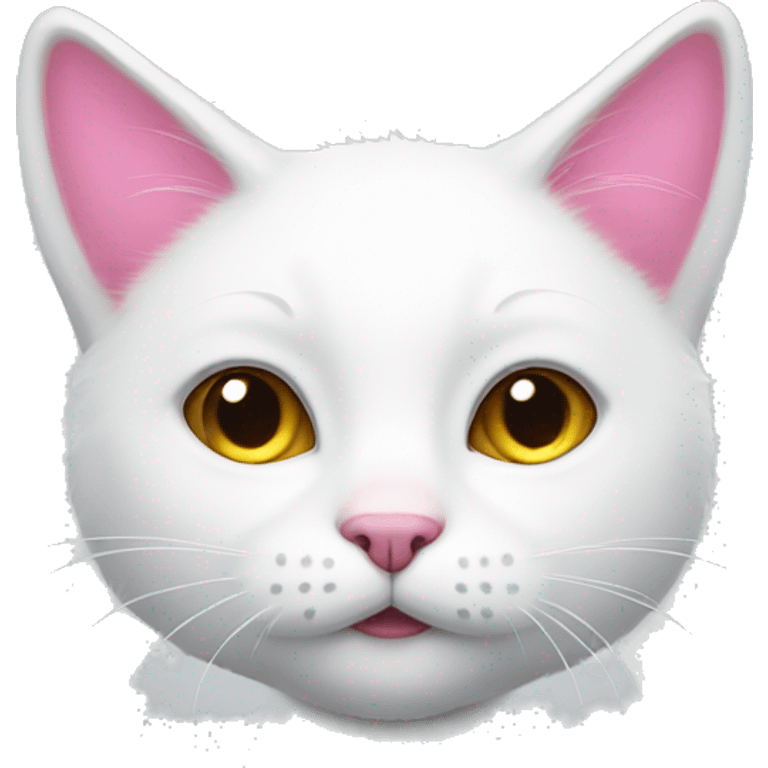 White fur cat with pink ears emoji