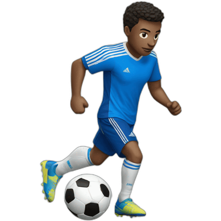 playing soccer withe blue tee adidas emoji