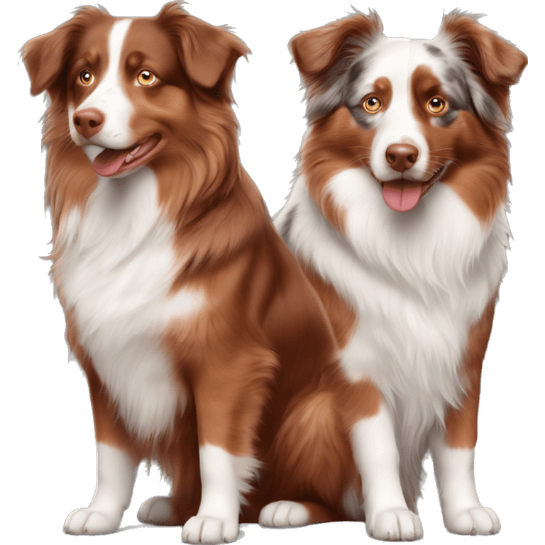 red tri Australian Shepherd, and red Merle Australian Shepherd emoji