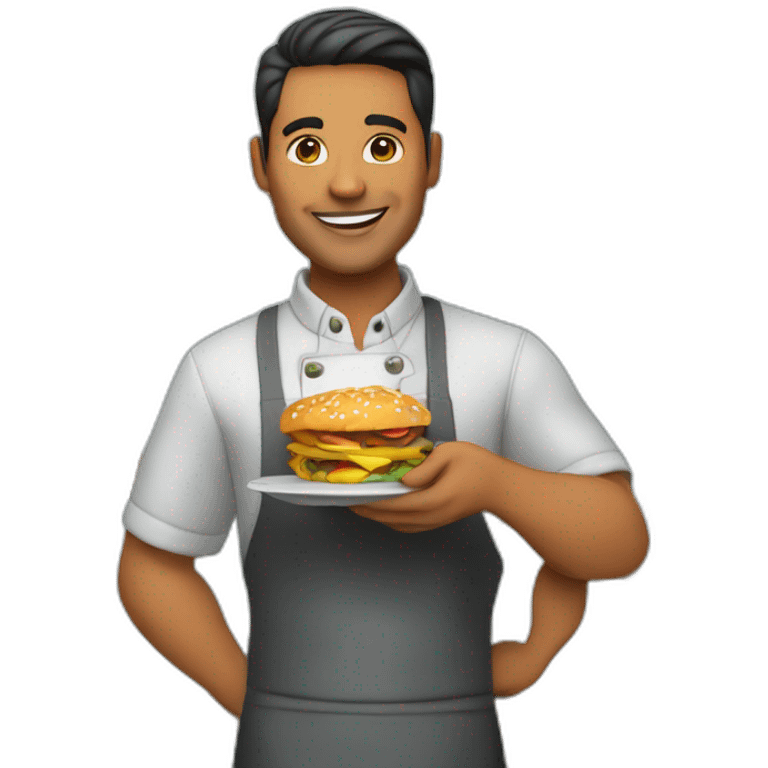 Restaurant Business Owner holding best menu emoji