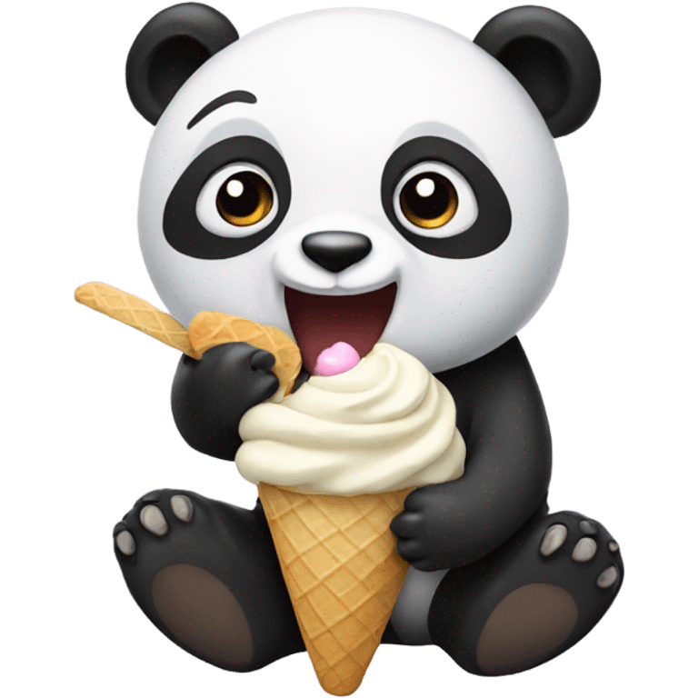 Panda eating ice cream emoji