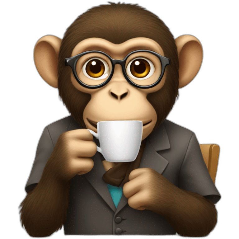 monkey professor drinking coffe emoji