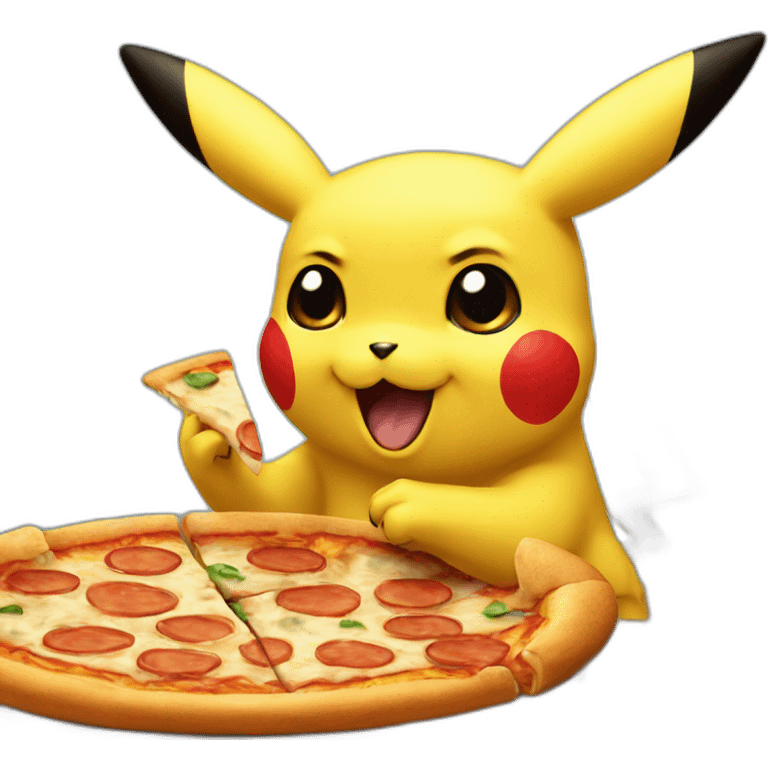 pikachu eating pizza emoji