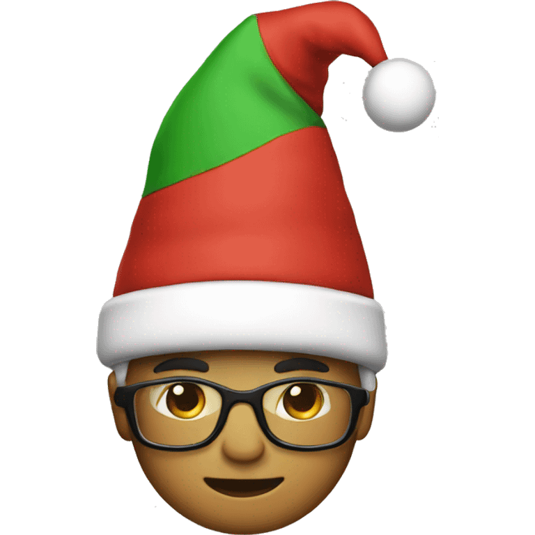 Nerd with Christmas hat emoji