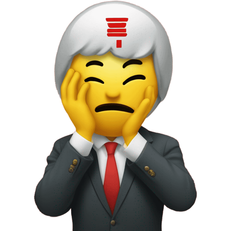  “Facepalm (China)”: A smiley doing a facepalm with Chinese characters in the background, symbolizing business process incomprehension emoji