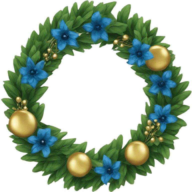 Green wreath with blue and gold decor  emoji