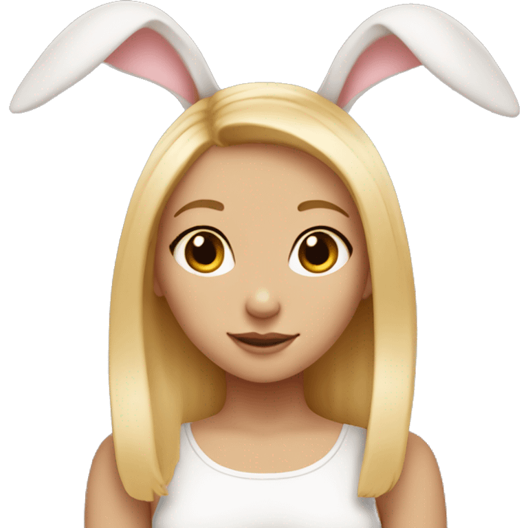 Bunny, light skin girl with blond hair, bunny ear emoji