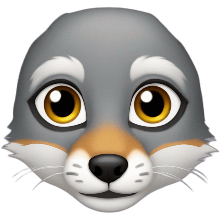 Gray fox, pirple eyes emoji