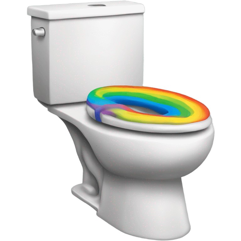 toilet with rainbow poop emoji