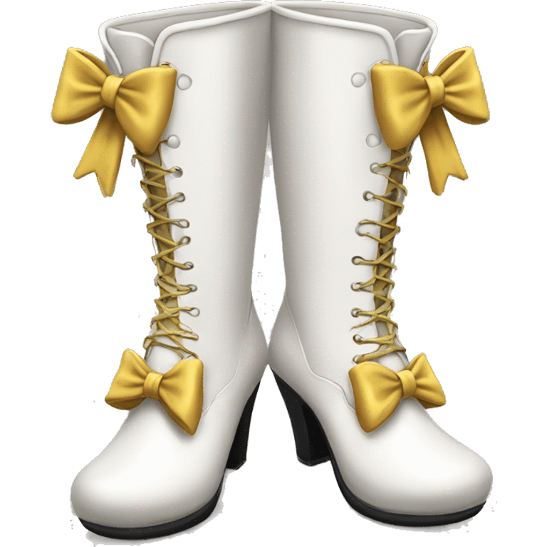 White coquette boots with bows emoji