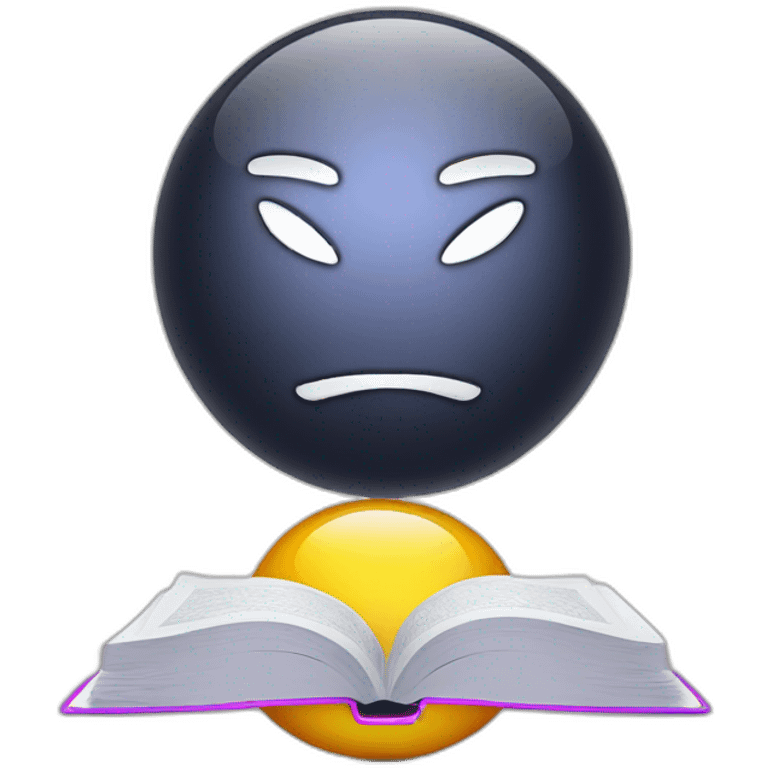 big round shiny emoji reading book emoji