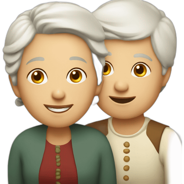 Old latvian woman with short hair smiling whilst listening to a man sing emoji