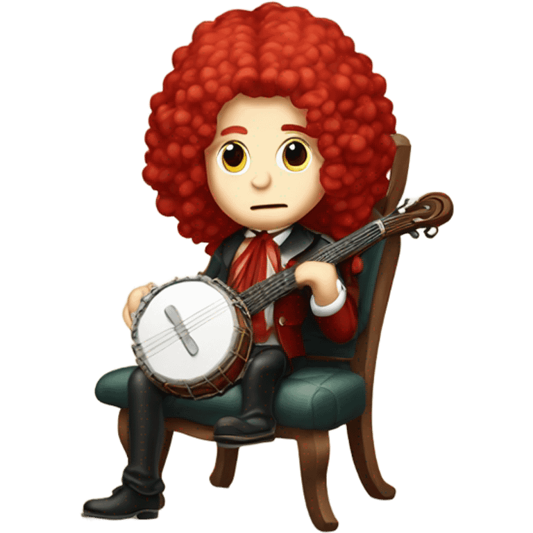 Antonio Vivaldi Red wig old chibi sitting chair banjo emoji