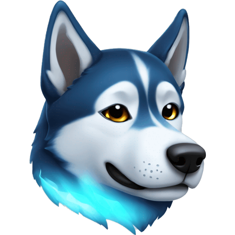 glowing blue and black husky sleeping  emoji