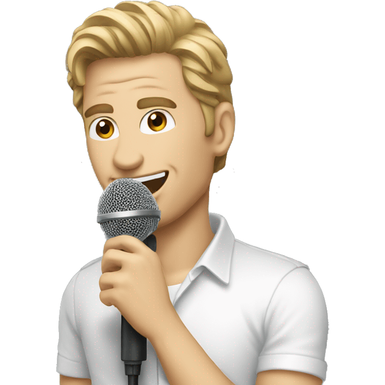 white man singer with microphone emoji