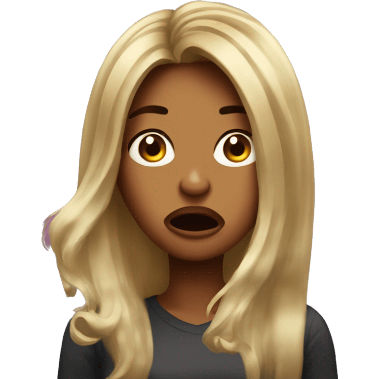 Shocked and grossed out women with long balayage hair emoji