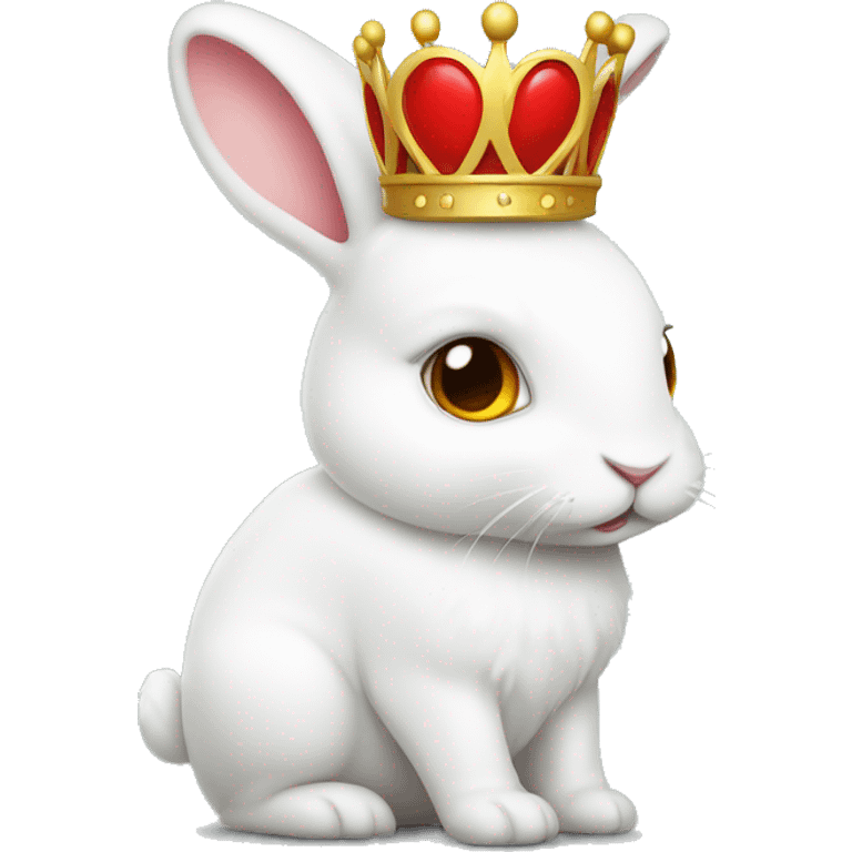 White bunny with crown. Red heart emoji