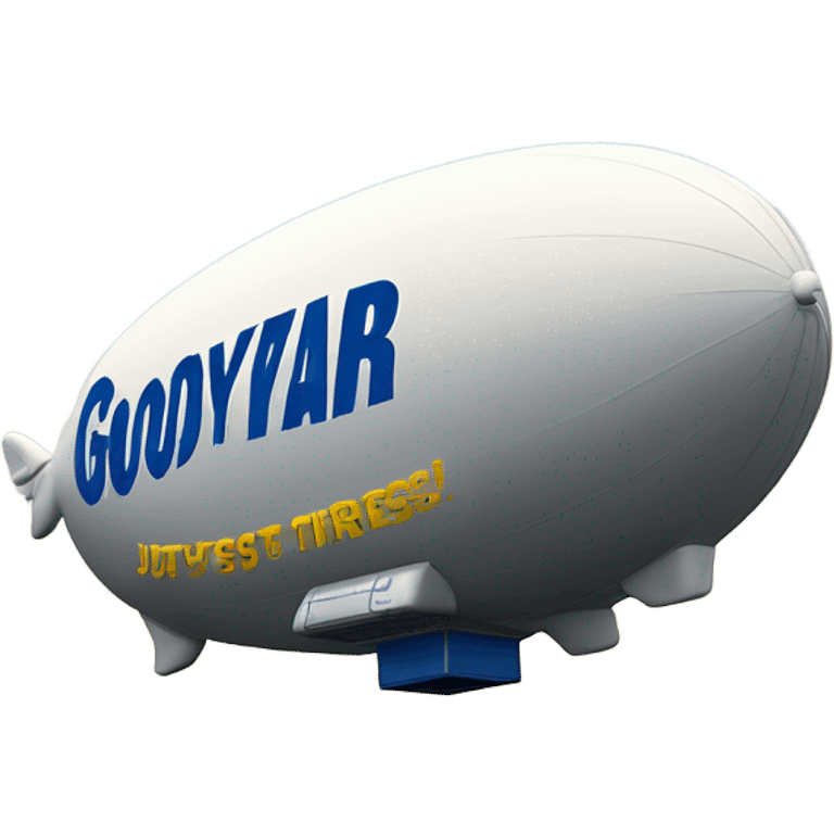 Blimp that has the words Just Tires is Goodyear  emoji