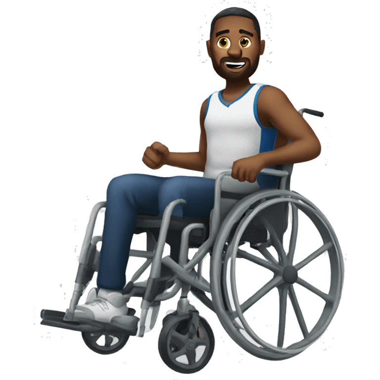 a man in a wheelchair holding a basketball emoji