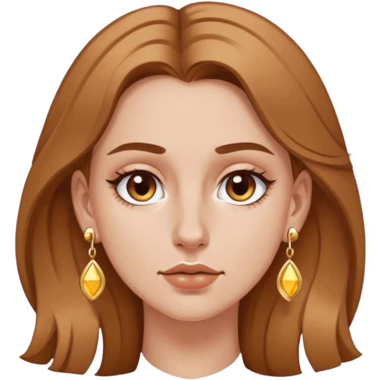 Chica blanca con cabello marrón claro, con piercing en la nariz con aretes dorados  emoji