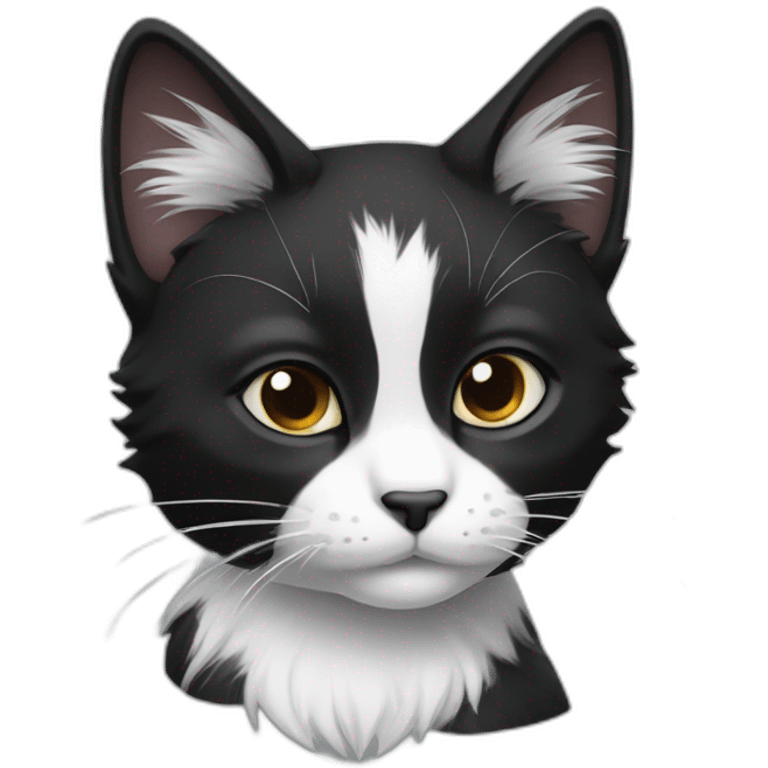 furry black and white cat emoji