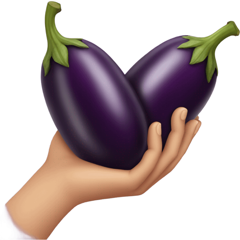 Hands with egg plant  emoji