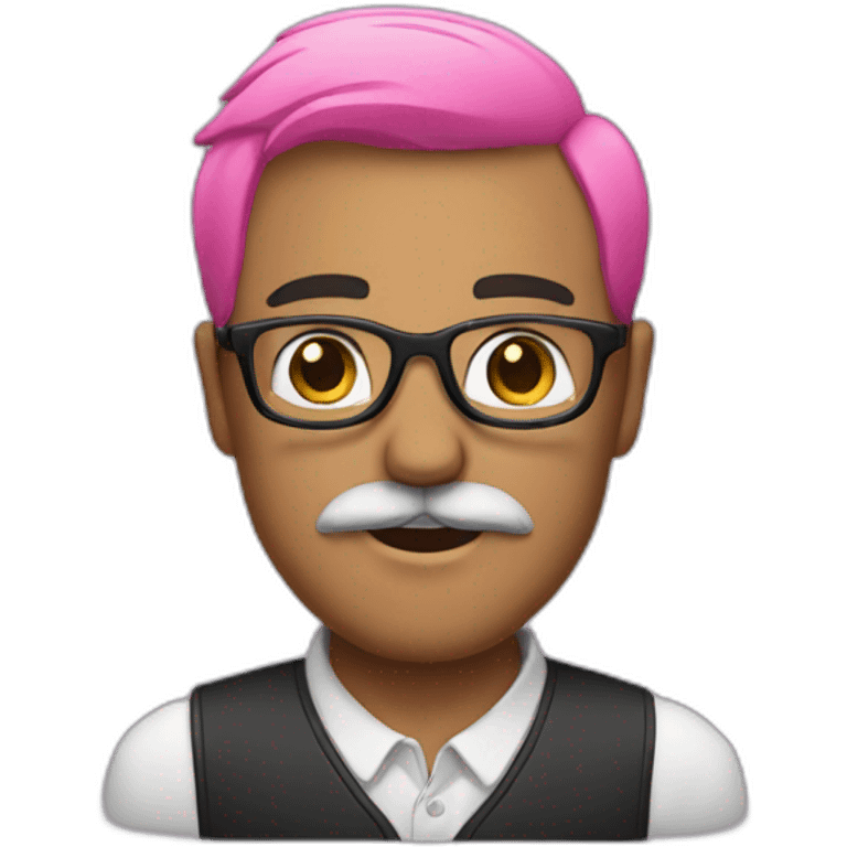 A man with a pink beard, black mustache and glasses emoji