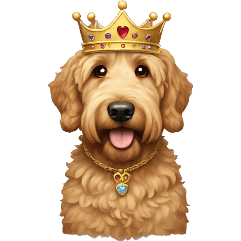 Golden doodle with a crown emoji