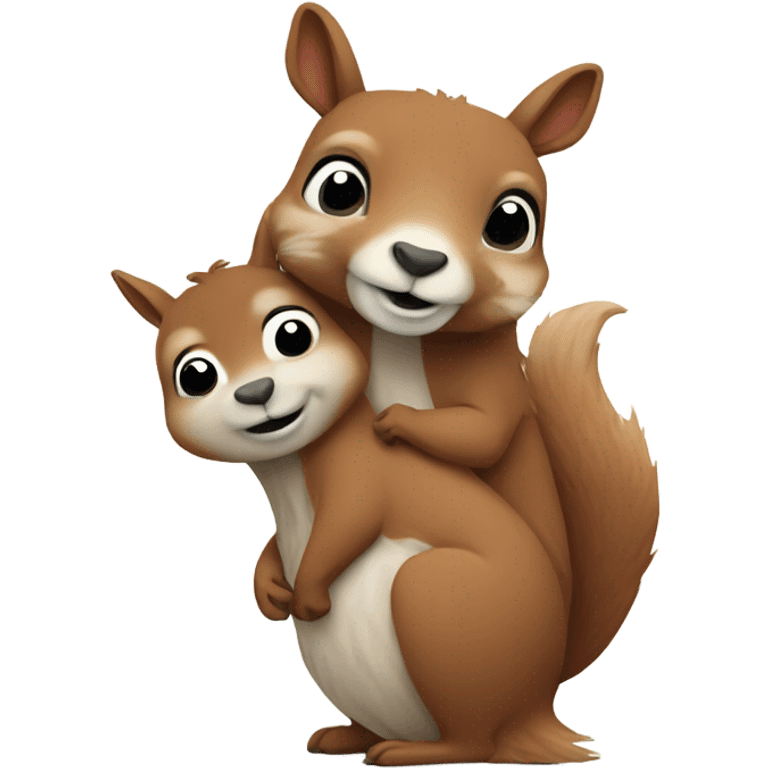 Lama and squirrel hugging emoji