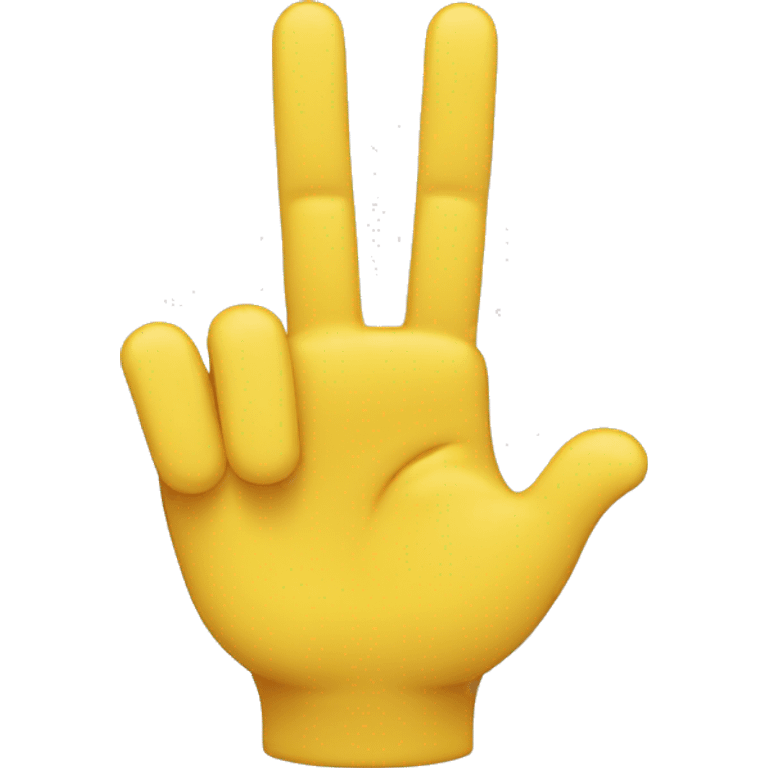 Yellow hand with index middle and ring finger together tumb finger and pinky finger are closed emoji