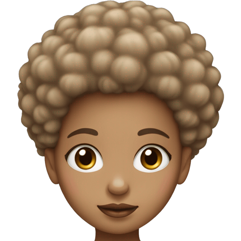 a little girl face with light brown afro hair, blue eyes and pink lips  emoji