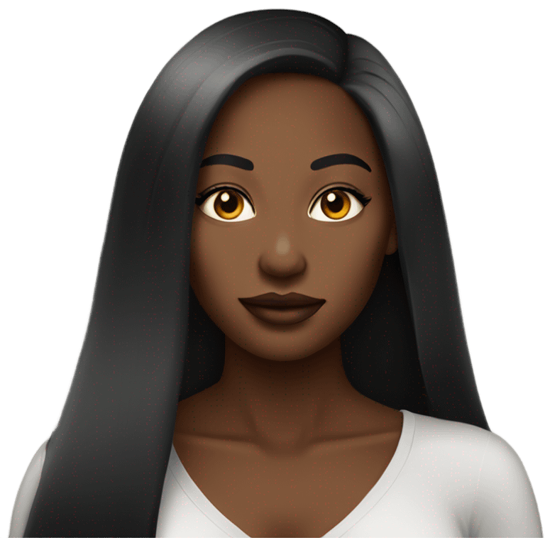 stunning african woman big lips and long straight hair black emoji