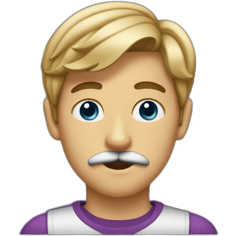 A 15-year-old boy with a mustache emoji