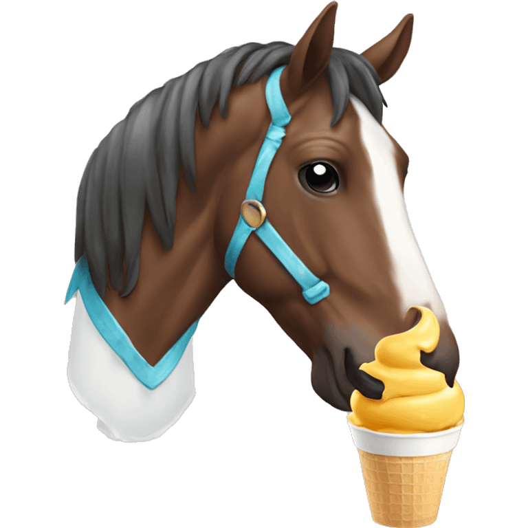 Horse eating ice cream emoji