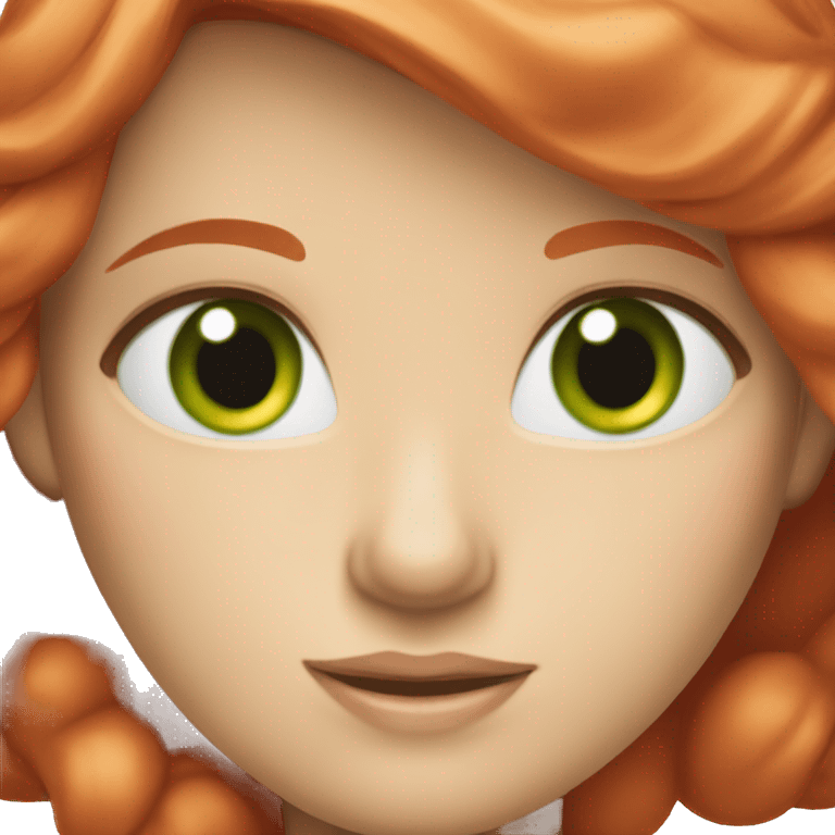 White Red head woman with green eyes and a princess crown emoji