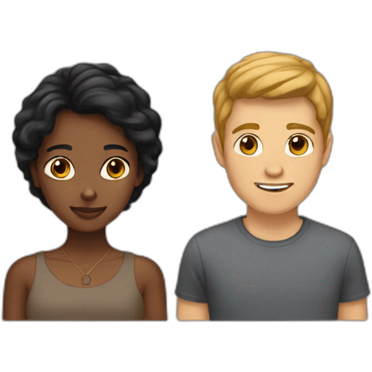 brown girl white guy emoji