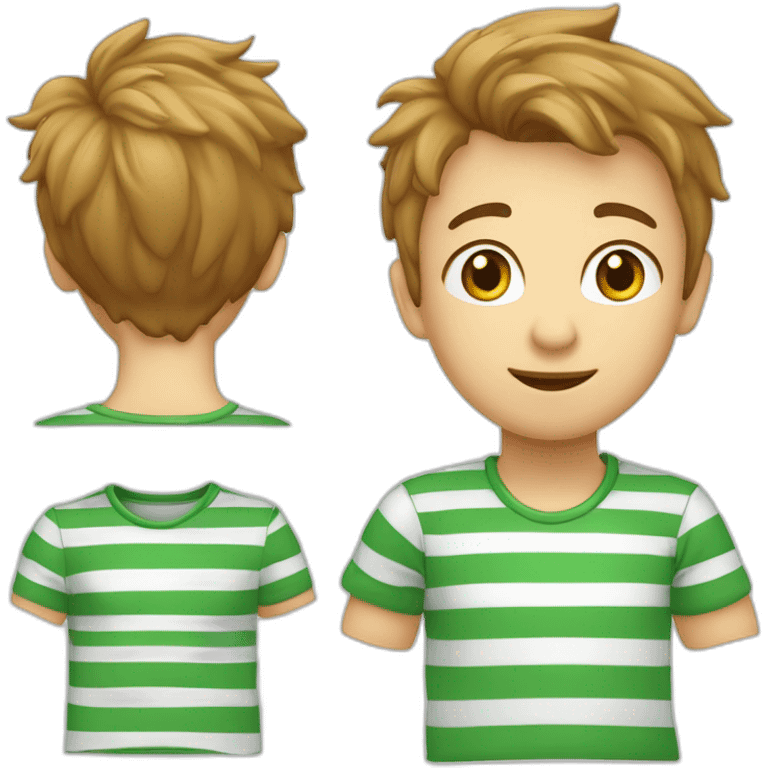 Jongen met verticale groen witte gestreept shirt emoji