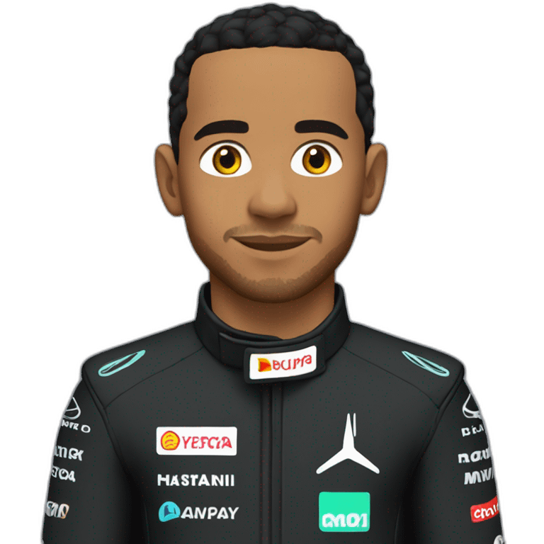 Lewis Hamilton in black race suit emoji