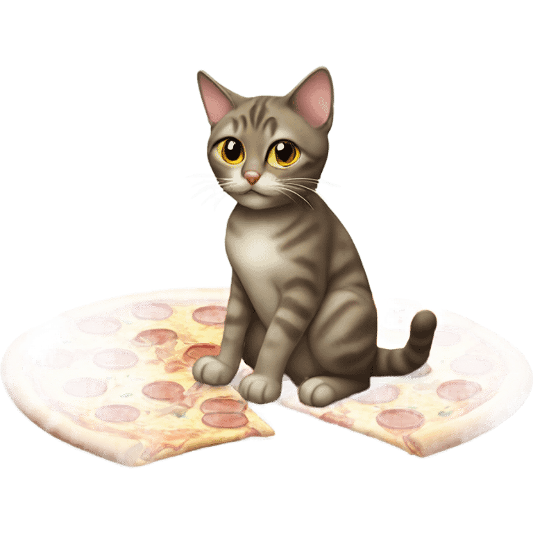 Cat eating pizza emoji