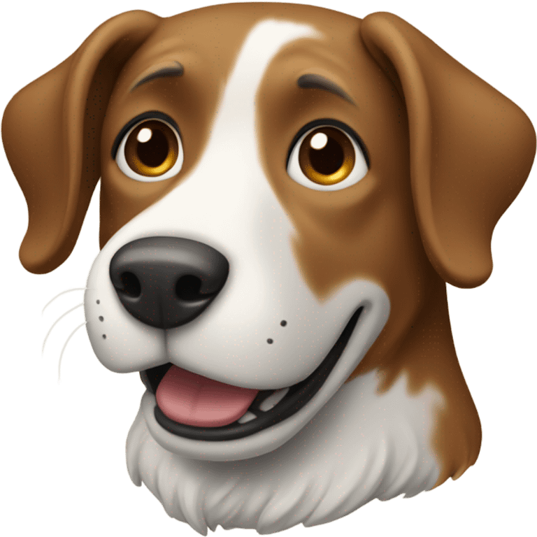 Large brown and white dog in boots emoji