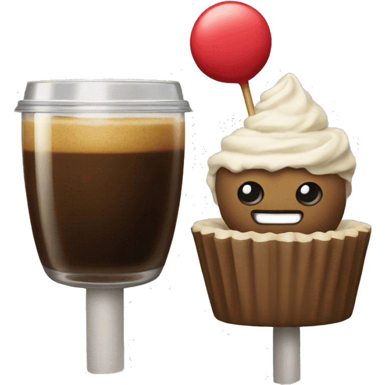 Coffee with cake pop emoji