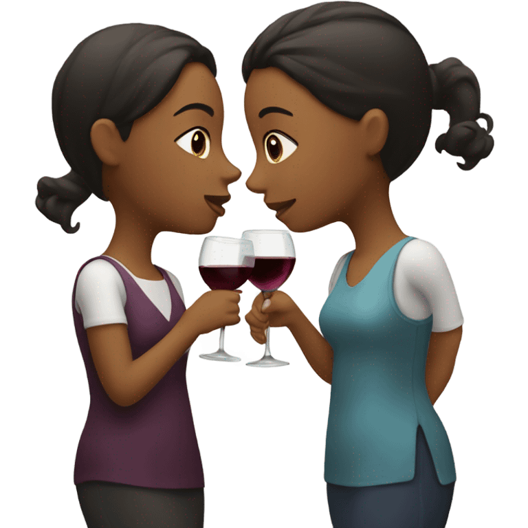 two girls drinking wine emoji