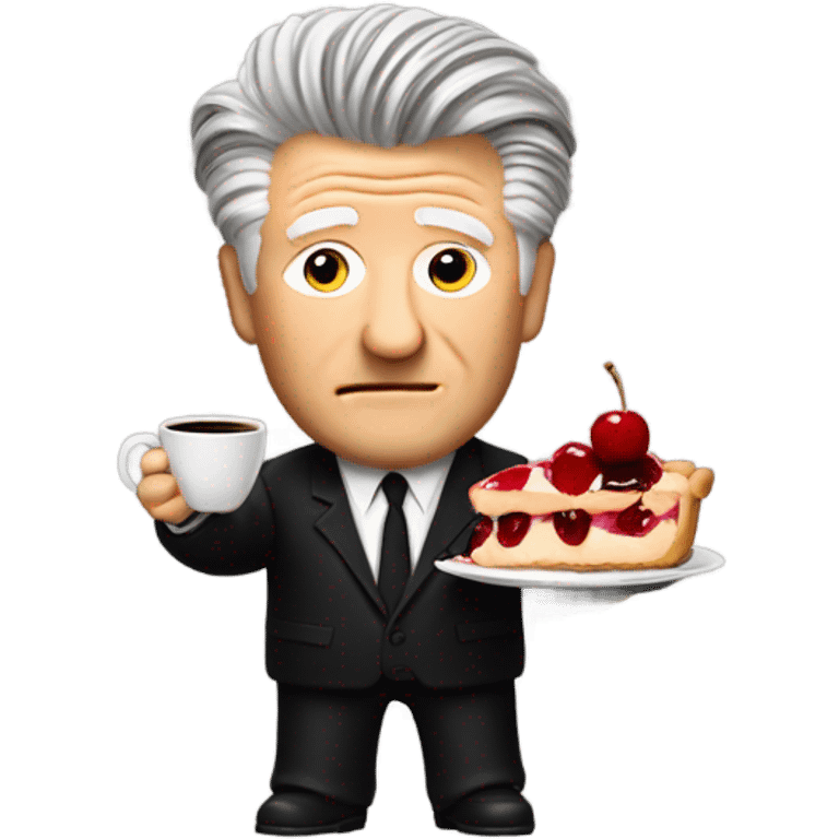 david lynch holding a cherry pie and coffee emoji