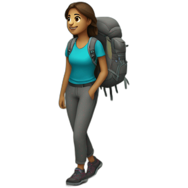 20 years old girl is Hiking and walking emoji