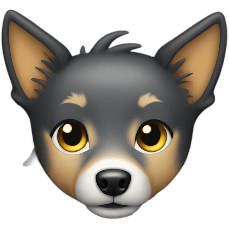 Kelpie cross with silver fur and gold eyes emoji