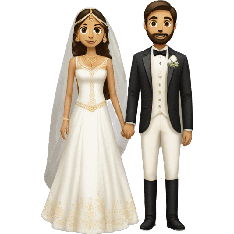 white indian bride and tall groom with beard emoji